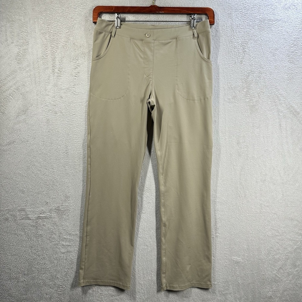 Yogipace Activewear Pants Women's Size L Tan Khaki Nylon Blend Stretch Office
